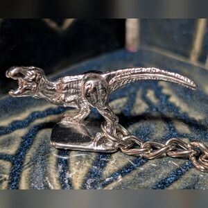 Silver Dinosaur Reptile Keychain Monopoly Upcycle